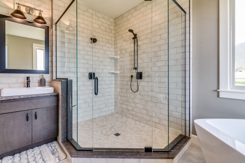 Minimalist Shower with Floating Bench