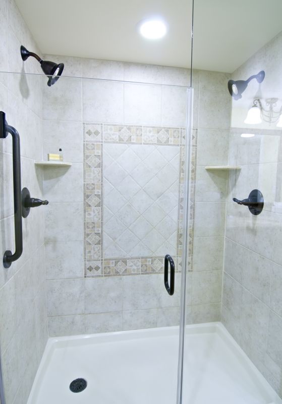 Contemporary Shower with Textured Walls